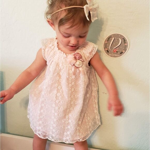 Catherine MALANDRINO Lace Overlay Baby Dress - Picture 3 of 9